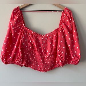NWOT AFRM Polka Dot Puff Sleeve Crop Top
